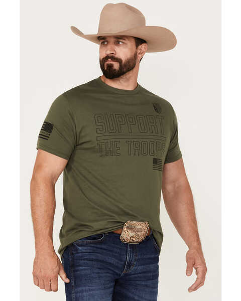 Image #2 - Howitzer Men's Support The Troops Graphic T-Shirt, Green, hi-res