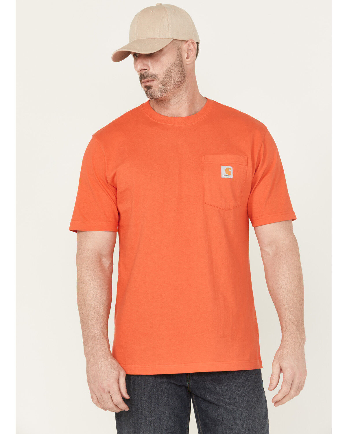 Image #1 - Carhartt Men's Loose Fit Heavyweight Short Sleeve Pocket Work T-Shirt, Red, hi-res