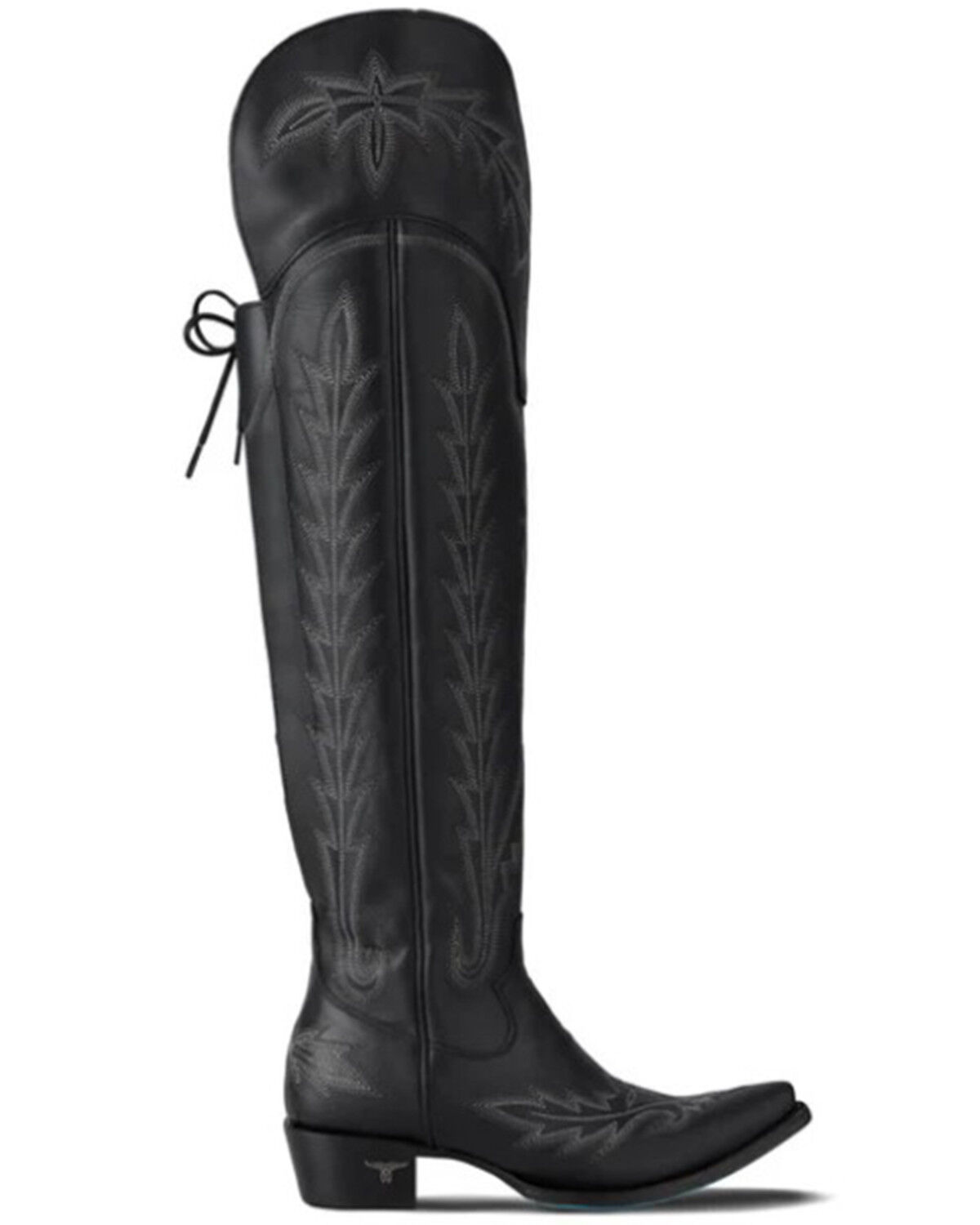 Image #2 - Lane Women's Lexington Over The Knee Corset Western Boots - Snip Toe, Jet Black, hi-res