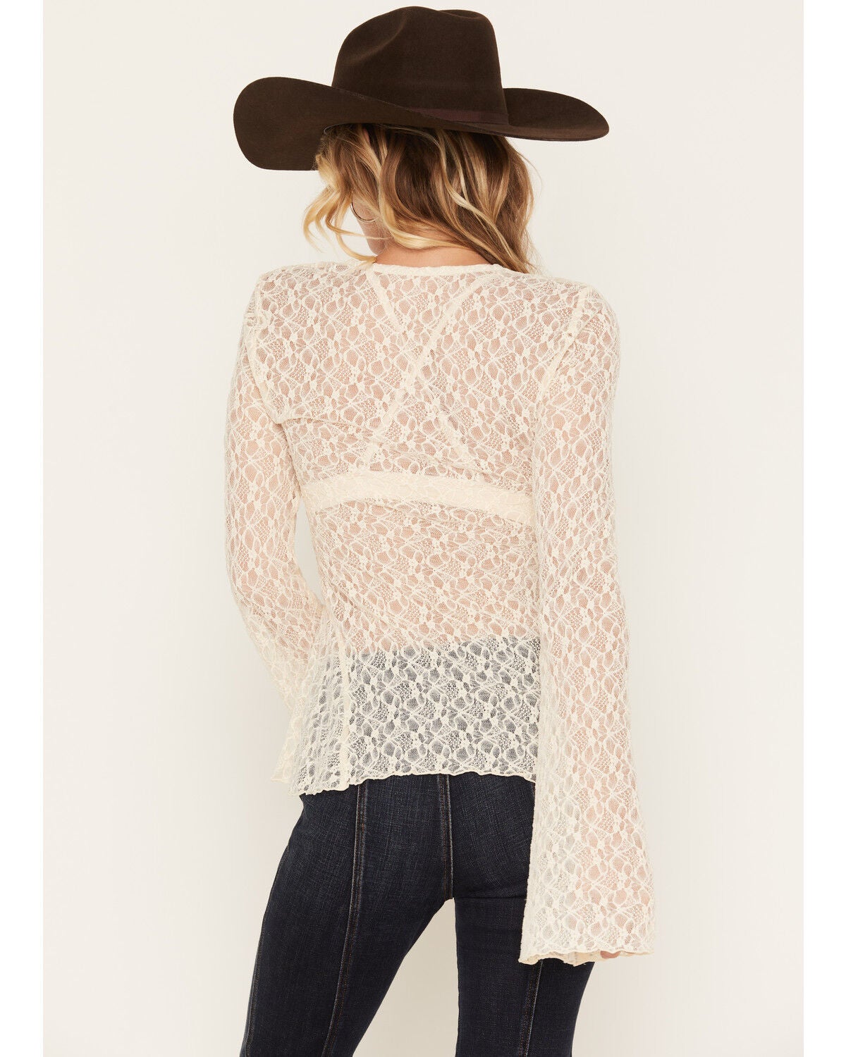 Image #4 - Shyanne Women's Lace Knit Long Sleeve Top, Natural, hi-res