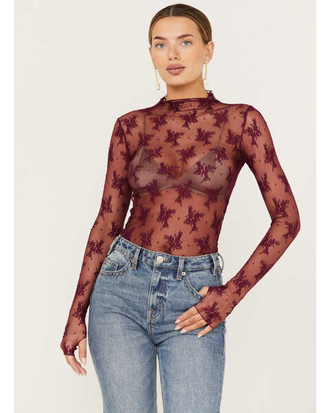 Image #1 - Free People Women's Lady Lux Layering Top , Maroon, hi-res