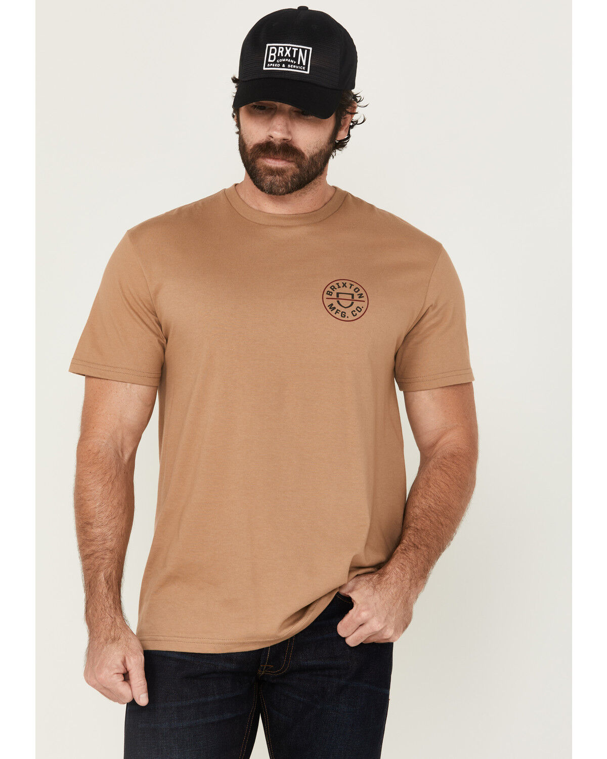 Image #2 - Brixton Men's Crest II Logo Short Sleeve Graphic T-Shirt, Tan, hi-res