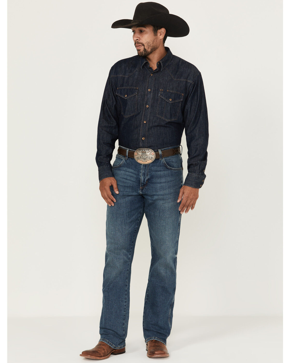 Image #1 - Wrangler Retro Men's Hanford Medium Wash Relaxed Fit Bootcut Stretch Denim Jeans, Medium Wash, hi-res