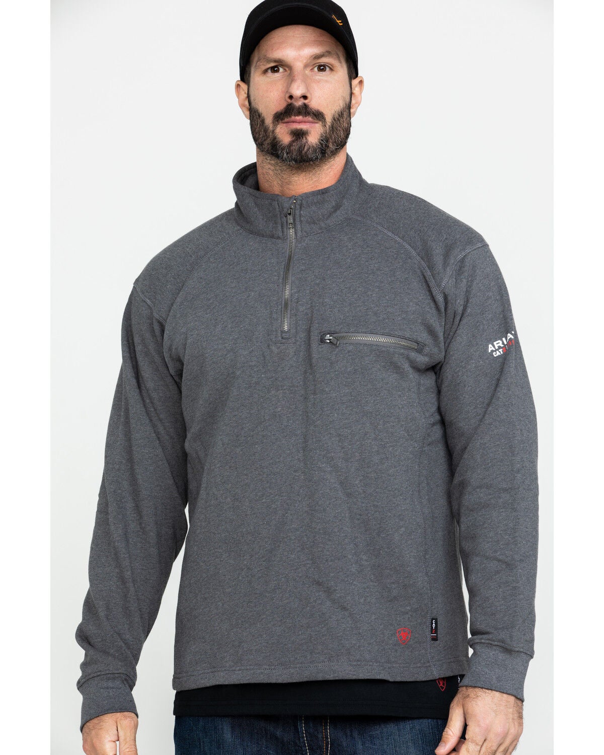 Ariat Men's FR Rev 1/4 Zip Work Shirt, Charcoal, hi-res