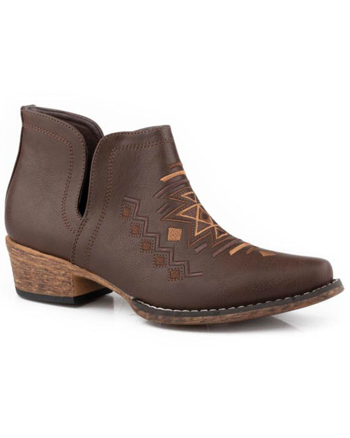 Image #1 - Roper Women's Ava Southwestern Western Booties - Snip Toe, Brown, hi-res