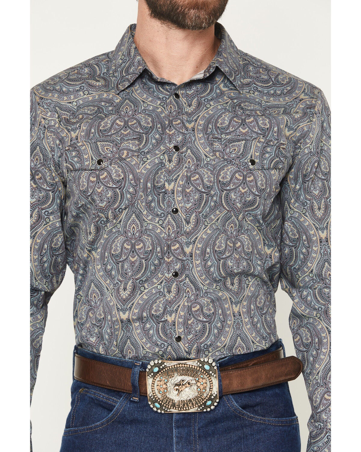 Image #3 - Gibson Trading Co Men's Paisley Power Paisley Print Long Sleeve Snap Western Shirt - Tall, Multi, hi-res