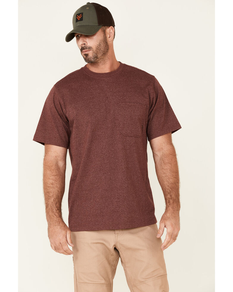 Hawx Men's Solid Burgundy Forge Short Sleeve Work Pocket T-Shirt - Tall , Burgundy, hi-res