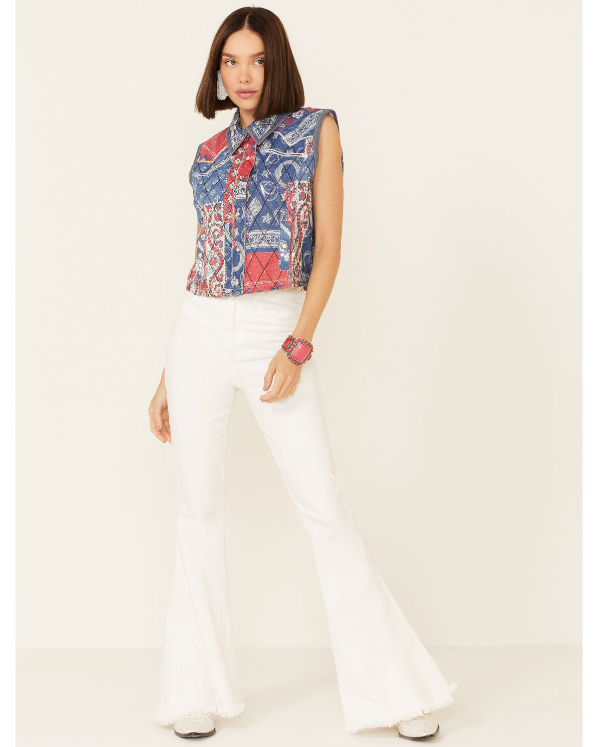 Image #2 - Double D Ranch Women's Multi Print Liberty & Justice For All Snap-Front Vest, Multi, hi-res