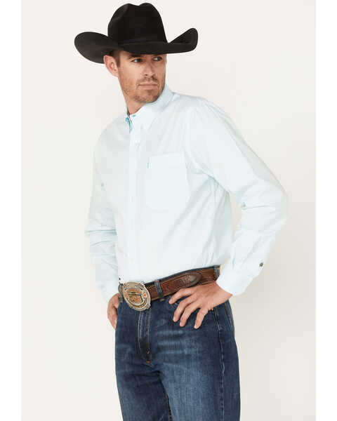Image #2 - Cinch Men's Modern Fit Micro Stripe Button-Down Western Shirt , Light Blue, hi-res