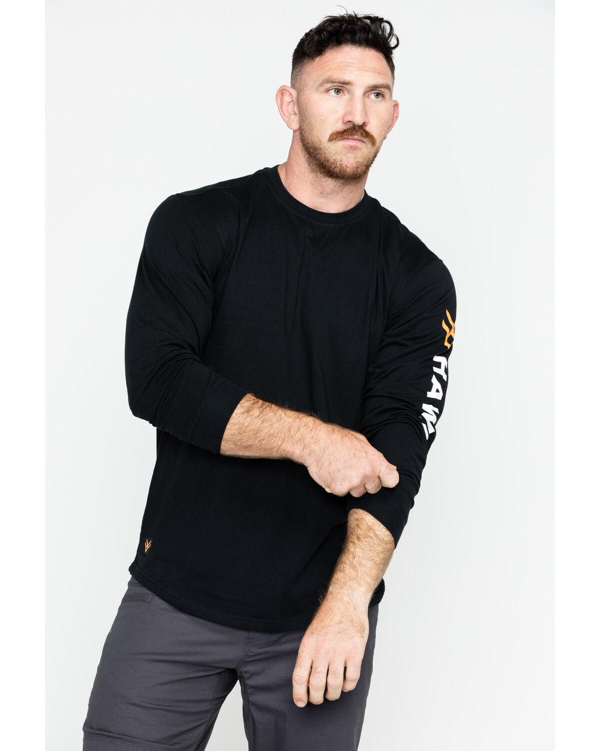 Image #1 - Hawx Men's Logo Crew Long Sleeve Work T-Shirt - Tall, Black, hi-res