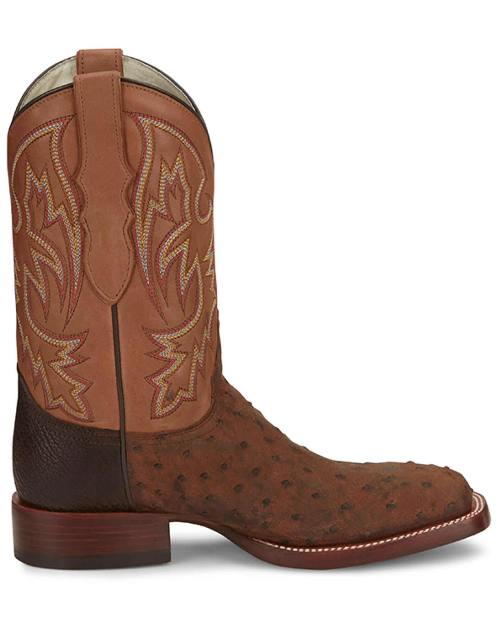 Men's King Exotic Ostrich Square Toe Boots With Saddle Handmade Gray (48170309) main image 1