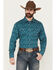 Image #1 - Wrangler Retro Men's Floral Print Long Sleeve Snap Western Shirt, Blue, hi-res