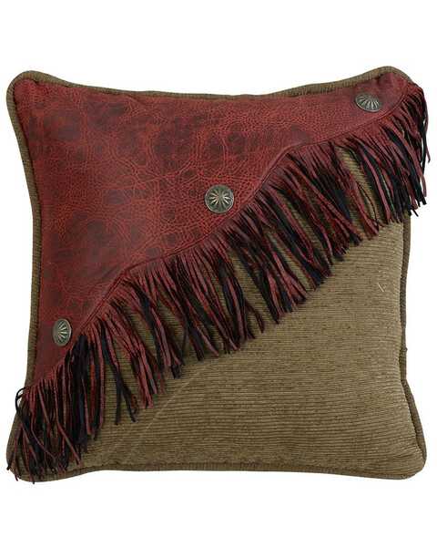 HiEnd Accents San Angelo Red Leather Fringe Pillow, Multi, hi-res