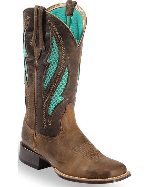 Image #1 - Ariat Women's VentTEK Ultra Quickdraw Western Performance Boots - Broad Square Toe, Chocolate, hi-res