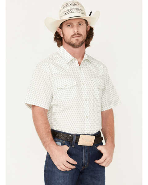 Image #2 - Gibson Men's Geo Fun Geo Print Snap Western Shirt , Cream, hi-res