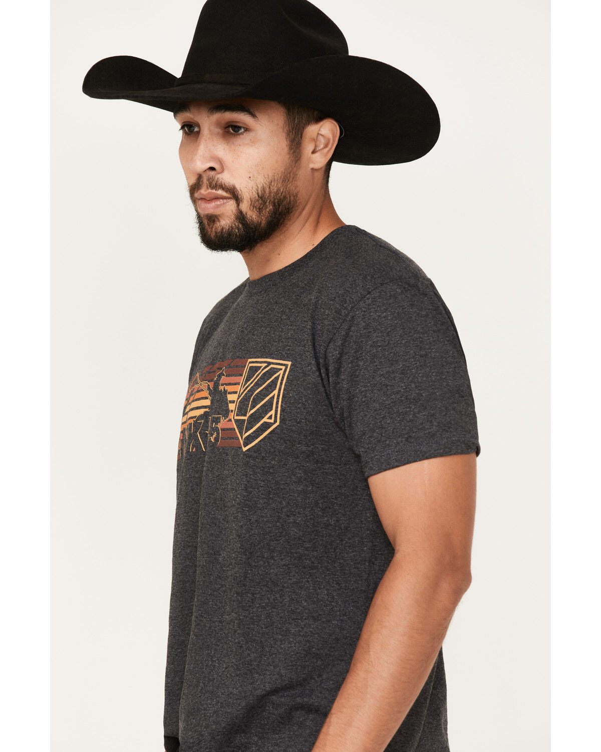 Image #2 - RANK 45® Men's Sunset Roper Logo Graphic T-Shirt, Charcoal, hi-res
