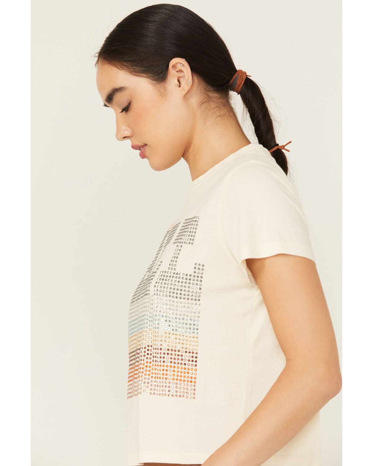 Image #2 - Idyllwind Women's Y'all Embellished Short Sleeve Cropped Graphic Tee, Ivory, hi-res