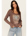 Image #1 - Cleo + Wolf Women's Dawson Thermal Long Sleeve Graphic Tee, Brown, hi-res