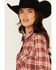 Image #2 - Wrangler Retro Women's Apple Butter Plaid Print Long Sleeve Pearl Snap Flannel Shirt, Rust Copper, hi-res
