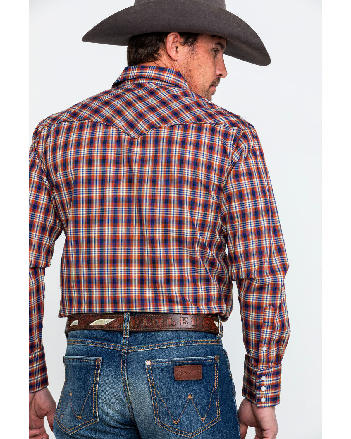 Image #2 - Roper Men's Fancy Small Plaid Embroidered Long Sleeve Western Shirt, , hi-res