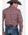Roper Men's Fancy Small Plaid Embroidered Long Sleeve Western Shirt  , Brown, hi-res
