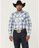 Image #1 - Wrangler Retro Men's Plaid Print Long Sleeve Snap Western Shirt - Tall, Blue, hi-res