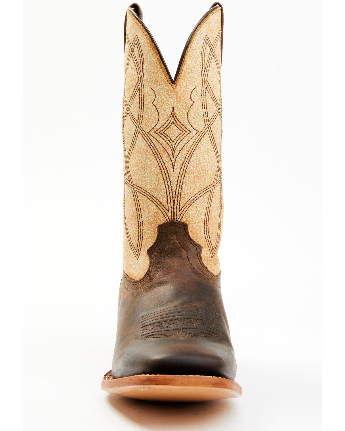 Image #4 - RANK 45® Men's Deuce Western Boots - Broad Square Toe, Cream/brown, hi-res