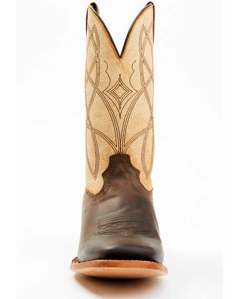 Image #4 - RANK 45® Men's Deuce Western Boots - Broad Square Toe, Cream/brown, hi-res