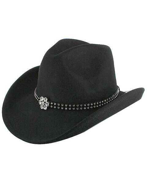 Shyanne Girls' Felt Cowboy Hat, Black, hi-res