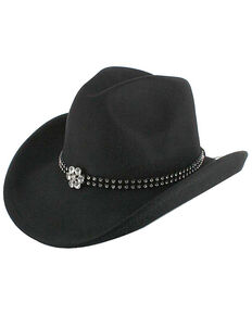 Shyanne Girls' Wool Cowgirl Hat, Black, hi-res