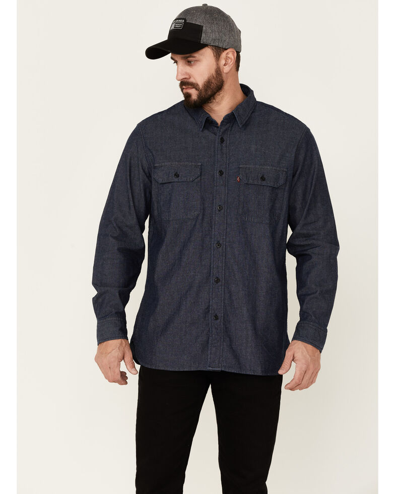 Levi's Men's Indigo Dark Wash Classic Worker Long Sleeve Button-Down Western Denim Shirt , Indigo, hi-res