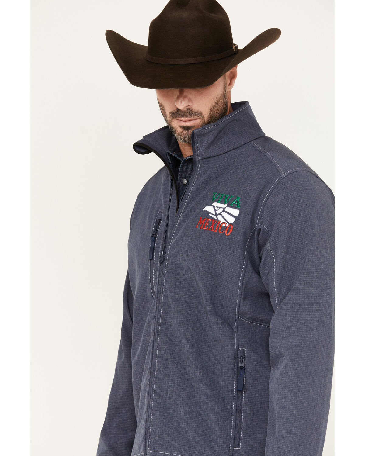 Image #2 - Cowboy Hardware Men's Viva Mexico Softshell Jacket, Blue, hi-res