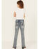 Image #1 - Grace In LA Girls' Medium Wash Floral Embroidered Bootcut Stretch Denim Jeans, Blue, hi-res