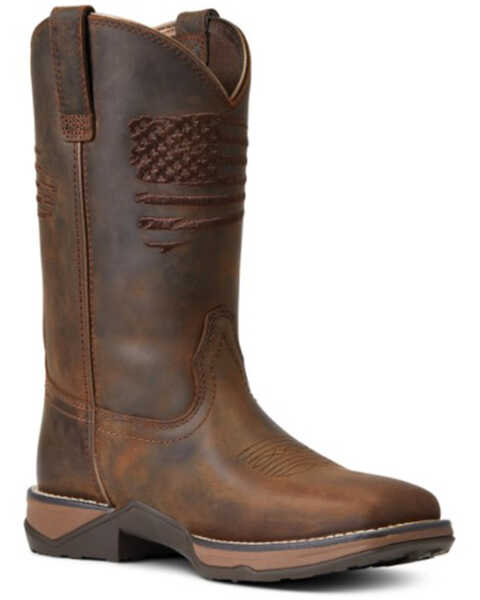 Ariat Women's Anthem Patriot Western Boots - Wide Square Toe, Brown, hi-res