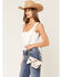Image #1 - Wrangler X Boot Barn Women's Cow Print Buckle Clutch, Beige, hi-res