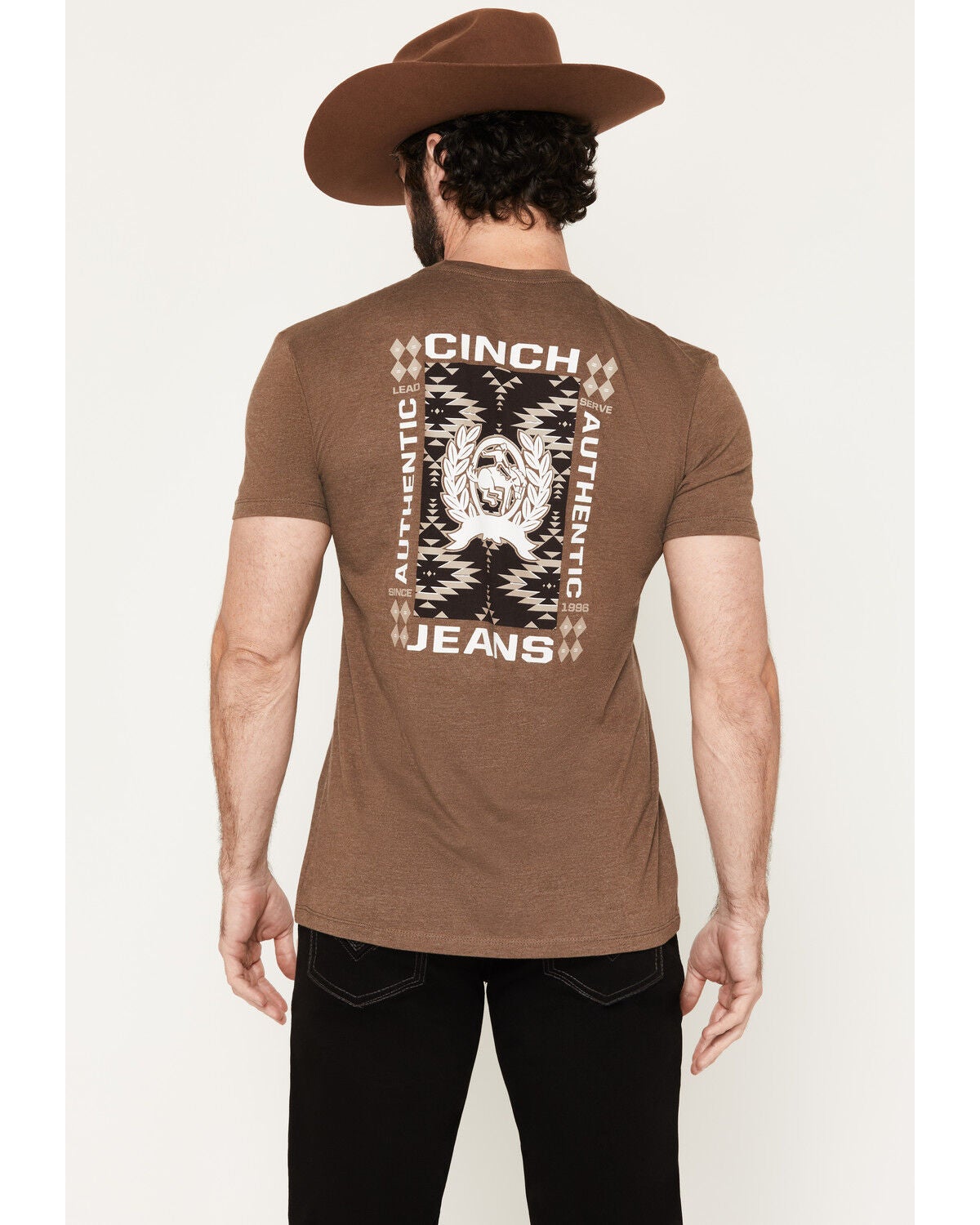 Image #1 - Cinch Men's Boot Barn Exclusive Southwest Short Sleeve Graphic T-Shirt, Brown, hi-res