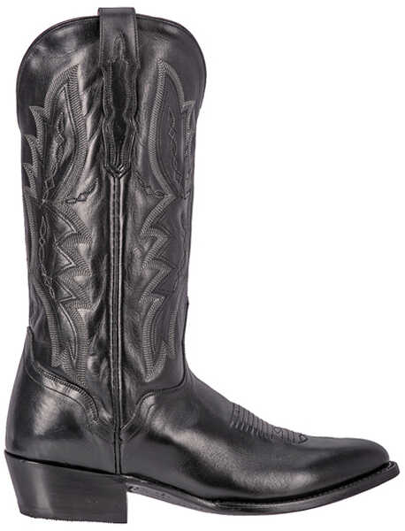 El Dorado Handmade Black Vanquished Calf Cowboy Boots - Medium Toe, Black, hi-res