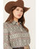 Image #2 - Roper Women's Southwestern Print Long Sleeve Snap Western Shirt - Plus, Grey, hi-res