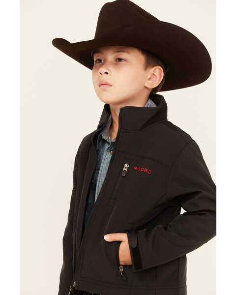 Image #3 - Rodeo Clothing Boys' USA Flag Waterproof Softshell Jacket , Black, hi-res
