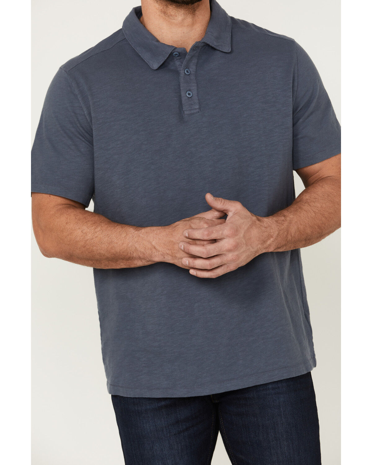 Image #3 - Brothers and Sons Men's Short Sleeve Slub Polo Shirt, Indigo, hi-res