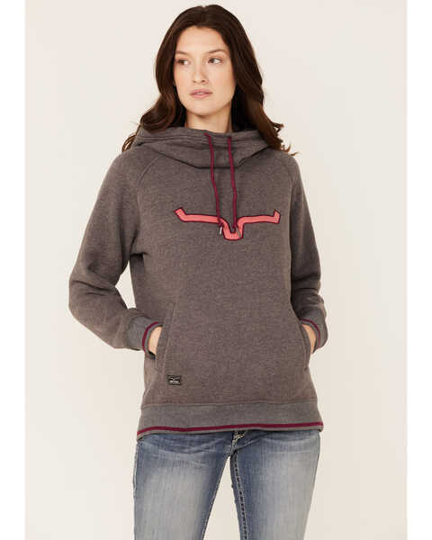 Image #1 - Kimes Ranch Women's Two-Scoops Logo Hoodie Sweatshirt, Charcoal, hi-res