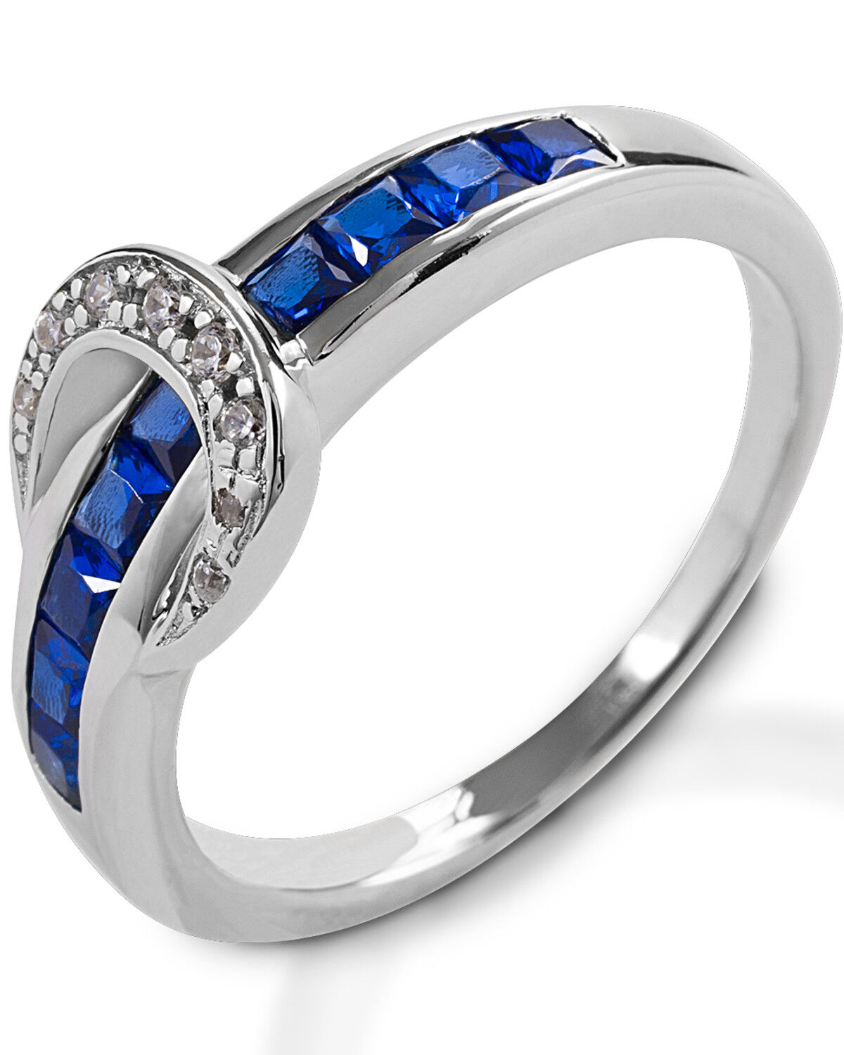 Image #1 - Kelly Herd Women's Small Blue Contemporary Buckle Ring, Silver, hi-res