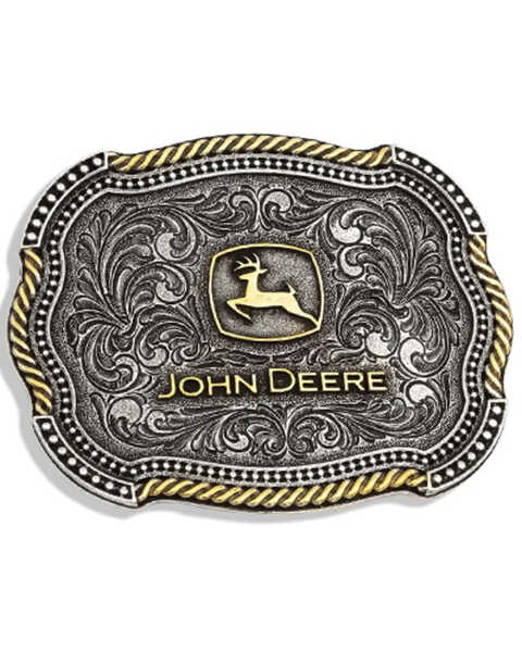 Montana Silversmiths Men's John Deere Scalloped Duo Belt Buckle, Silver, hi-res