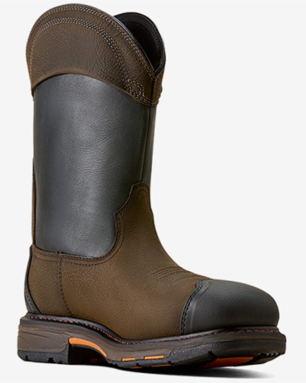 Image #1 - Ariat Men's WorkHog &reg; Full Boar Waterproof Pull-On Work Boots - Composite Toe, Brown, hi-res