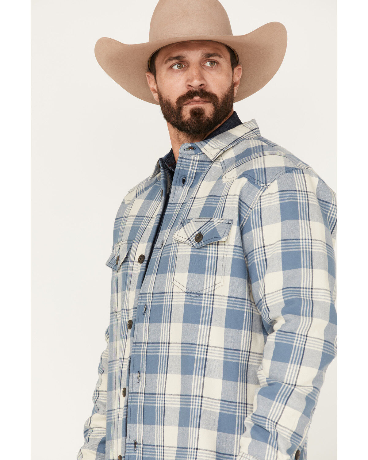 Image #2 - Cody James Men's Oregon Trail Plaid Button-Down Bonded Western Flannel Shirt, Grey, hi-res