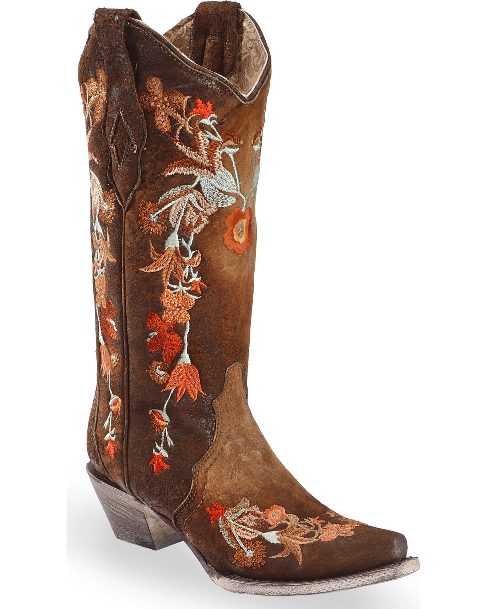 Corral Women s Floral Embroidered Lamb Western Boots Snip Toe