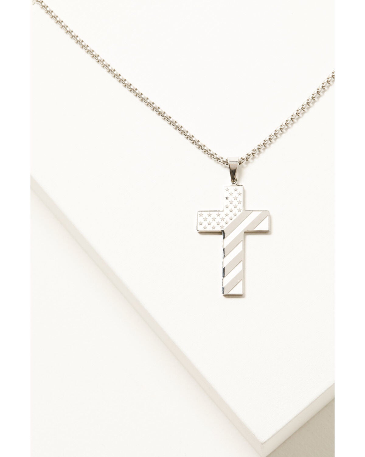 Cody James Men's Americana Cross Necklace, Silver, hi-res