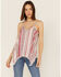 Image #1 - Cotton & Rye Women's Mixed Stripe Print Hanky Hem Tank Top, Red, hi-res