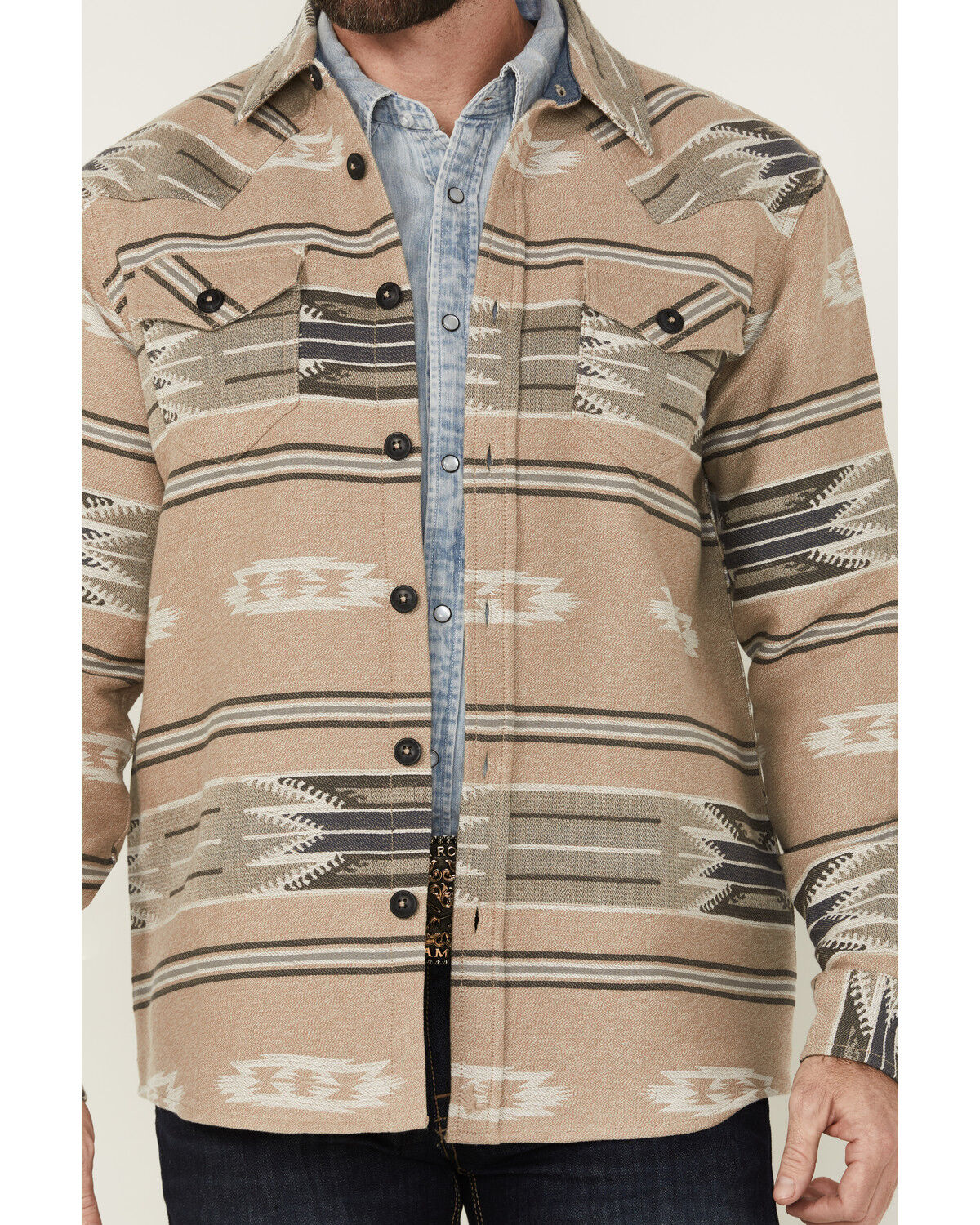 Image #3 - Cody James Men's Dustbowl Southwestern Print Shirt Jacket, Tan, hi-res