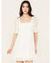Image #1 - En Creme Women's Allover Crochet Short Sleeve Mini Dress, White, hi-res